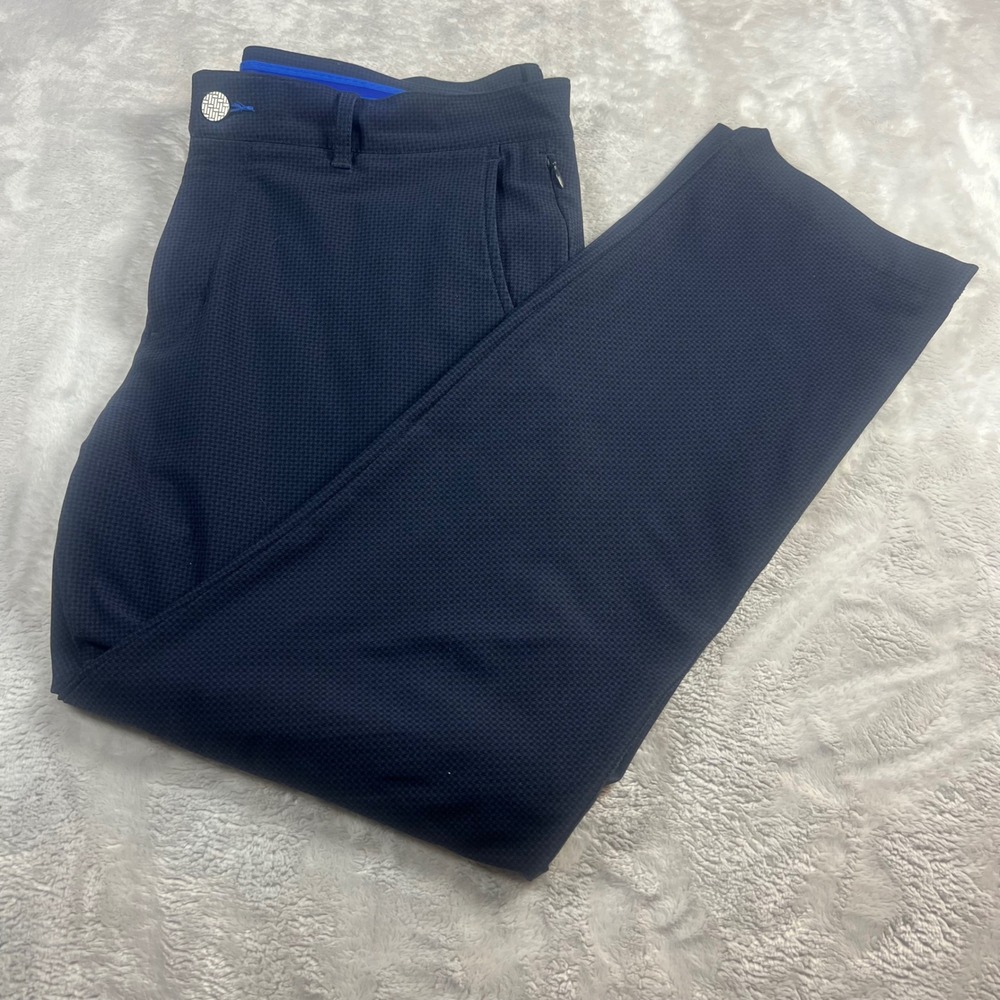 Twillory Men's 33x30 Performance Pants Navy Blue Houndstooth Tailored Fit
